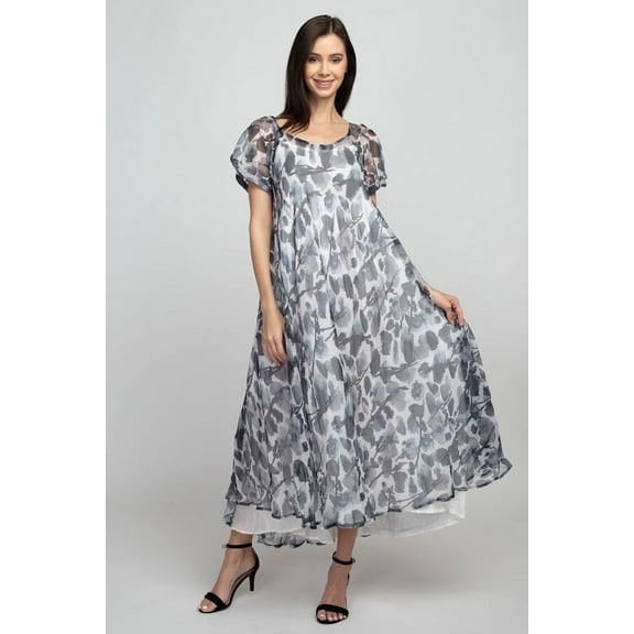 MAZEL Bubble Sleeve Dress with Sleeveless Under dress