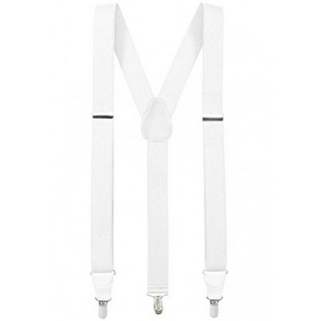 Floral Leather Suspenders - Mens Elastic Y-Back Adjustable Clip-on Suspenders With leather Trim - White (Tall, 54