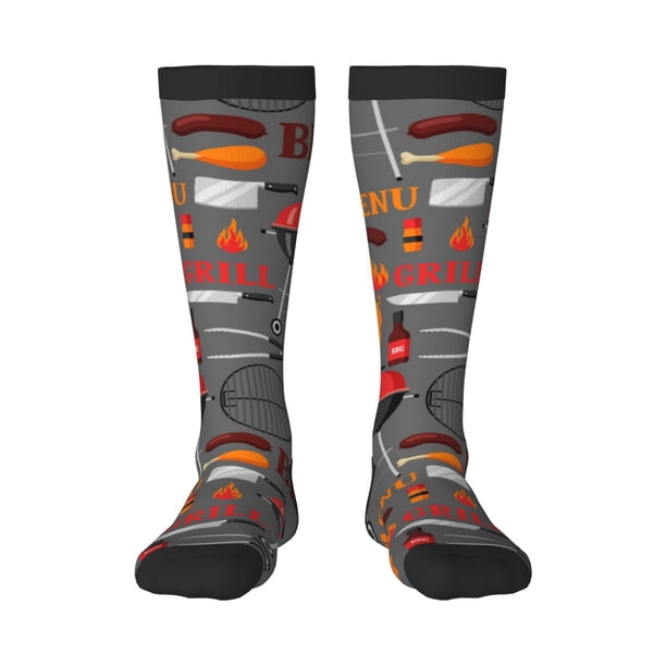 Balery BBQ Icons Calcetines novedosos Calcetines deportivos Calcetines hasta la rodilla Calcetines de algodón Calcetines originales y geniales