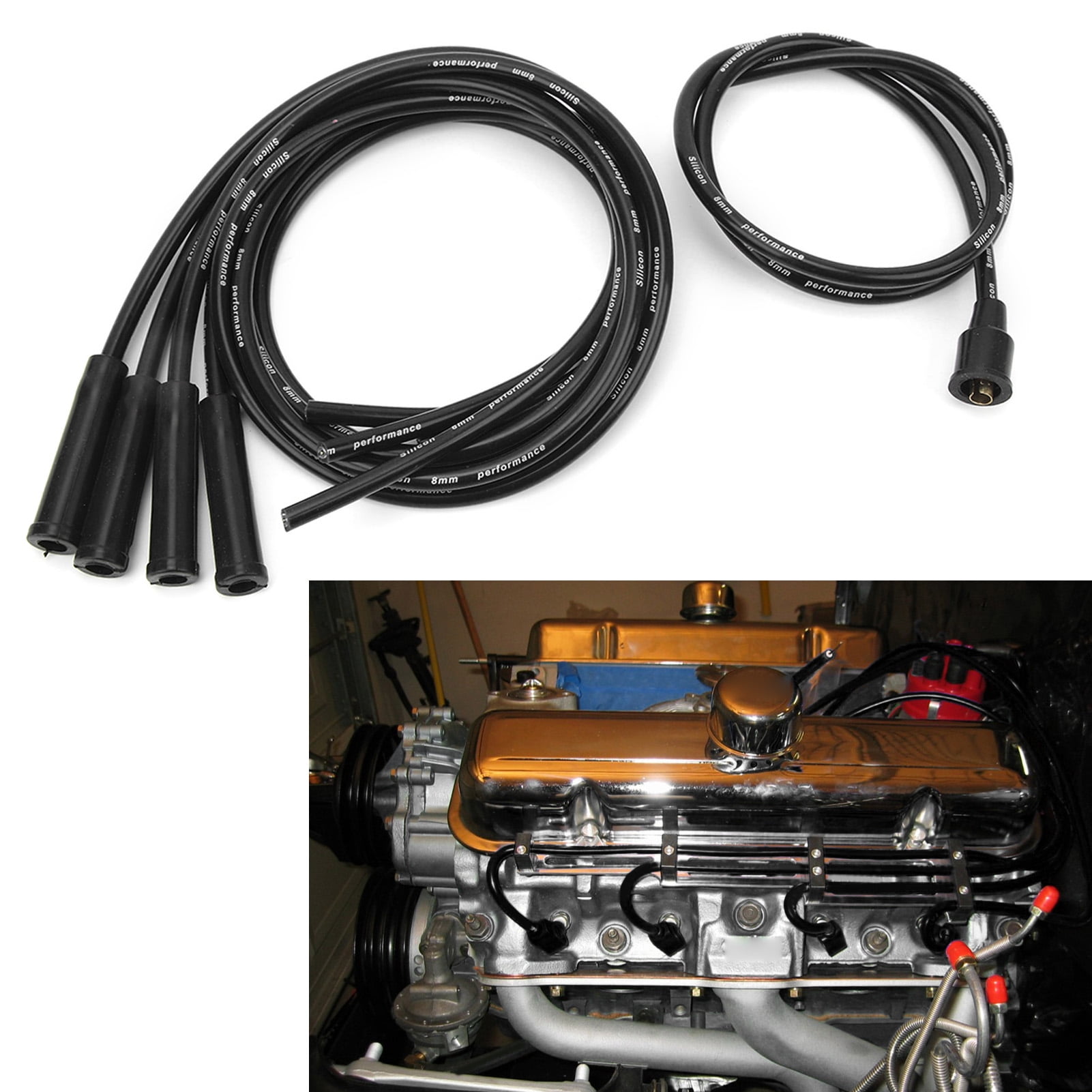 Kit Fils D'allumage Haute Performance 8 Mm - Longueur 1 M - Pour Moteur 4 Cylindres - Remplacement Câbles Bougies