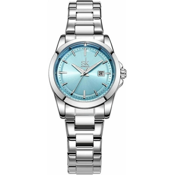 Minimalist Quartz Watches for Women with Date Stainless Steel Bracelet and Fashionable Color Dial
