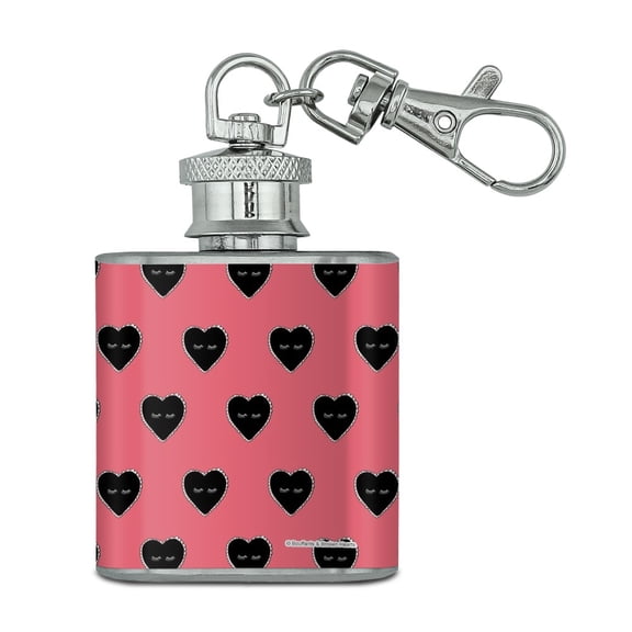 Hearts and Eyelashes Love Valentine's Day Romantic Stainless Steel 1oz Mini Flask Key Chain