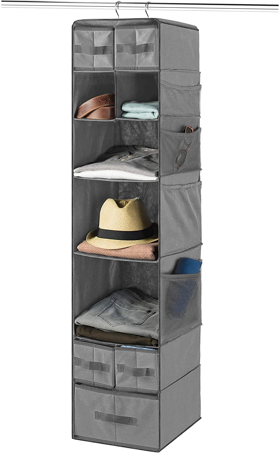 9 Shelf Hanging Closet Organizer With 5, Clothes Storage Bins For Shelves