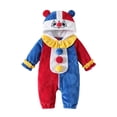thumbnail image 3 of OJSFQUFP Baby Clown Toddler Fleece Hooded Jumpsuit Infant Color Block Cosplay Romper for Halloween Carnival Party, 3 of 6