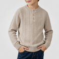 thumbnail image 3 of DJDLJWCJ Boys Long Sleeve Knit Tops Winter Warm Solid Color Pullover Stretch Soft Casual Tops Khaki Size 2T, 3 of 9
