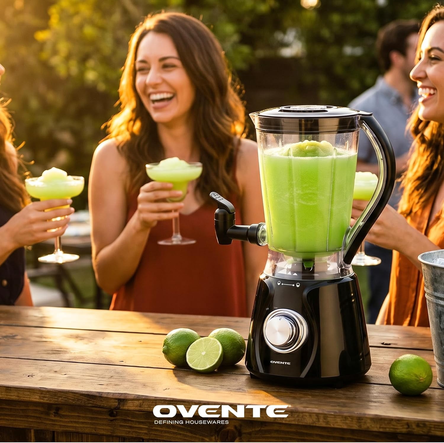 OVENTE Margarita Machine and Frozen Drink Maker with 350W Power, Easy Spout Dispenser, Stainless Steel Blade, 48-Ounce Electric Blender for Smoothies, Margaritas, Daiquiris and Slushies, Black BPM12B