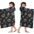thumbnail image 4 of Multicolor Controllers Games Characters Black Pattern Hooded Bath Towel，60"x35" for Ages 3 To 12 Kids, Quick Dry Lightweight Soft Microfiber Hood Beach Towel Cover Up for Kids, 4 of 7