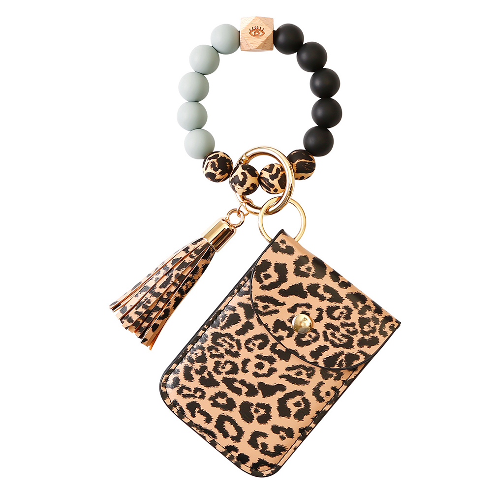 Frcolor Keychain Bracelet Holder Bangle Key Beaded Wristlet Ring Wallet