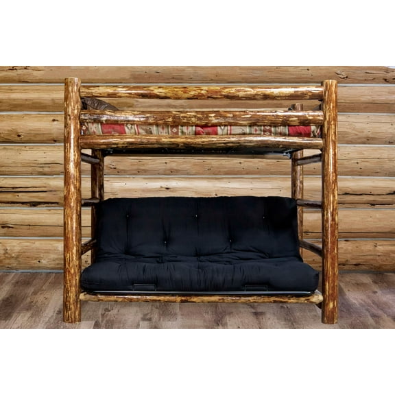 Glacier Country Collection Twin Bunk Bed over Full Futon Frame w/ Mattress