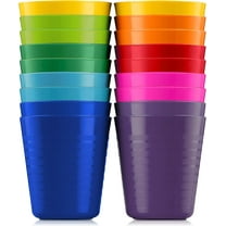Kids Cups - Set of 18 Plastic Toddler Cups 8 Ounce Children Drinking Cups Tumblers 9 Assorted Colors - Reusable Dishwasher Safe BPA Free Cups for Kids and Toddlers