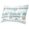 thumbnail image 2 of Cute Llama On Ethnic Back Velvet Oblong Lumbar Plush Throw Pillow Cover/Shams Cushion Case 20x26in Decorative Invisible Zipper Design for Couch Sofa Pillowcase Only, 2 of 7