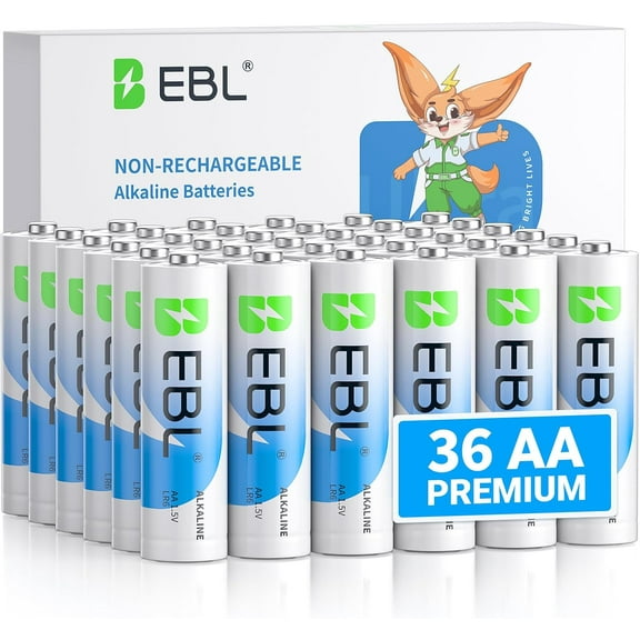 EBL AA Batteries 36 Pack Alkaline Double A Batteries Ultra Long-Lasting, 10-Year Shelf Life, Leakproof Design 1.5V AA Battery for Household and Office Devices
