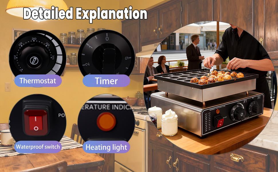 Commercial Mini Dutch Pancake Maker, 25-Cup Dorayaki Maker, Non-Stick Mini Dutch Pancake Pan, Stainless Steel Pancake and Waffle Maker, Electric Hot Cake Maker for Breakfast, Snacks, and Desserts