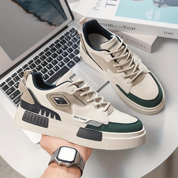 Men'S 2025 New Arrival Chunky Platform Sneakers - & Low-Top Lace-Up Casual Shoes with Thick Rubber Sole, Round Toe & Arch Support