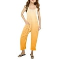 thumbnail image 2 of MIXUE Girls Jumpsuits & Rompers Kids Summer Gradient Print Spaghetti Strap V Neck Sleeveless Loose Fit Casual With Pockets Bodysuits Daily-Wear,Yellow,5-6 Years, 2 of 6