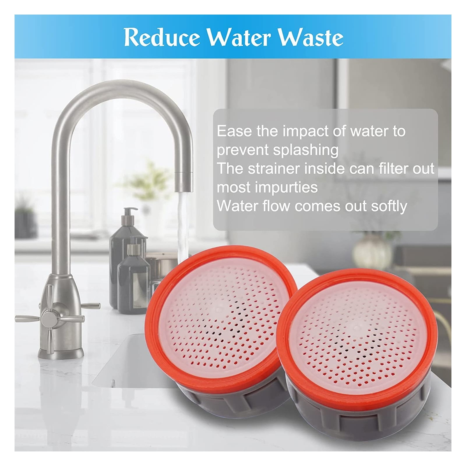 24mm Faucet Aerator Replacement, Water Saver Spout Filter Kitchen Tap Aerators Kit,Kitchen Water Faucet Aerator For Bathroom Or Kitchen (6 Pieces) ,Water Saving