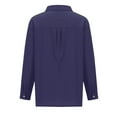 thumbnail image 4 of Ltctricy Button down Shirts for Women Cotton Long Sleeve High Low Hem Collared Blouses Casual Loose Beach Work Tops(Dark Blue,XX-Large), 4 of 6
