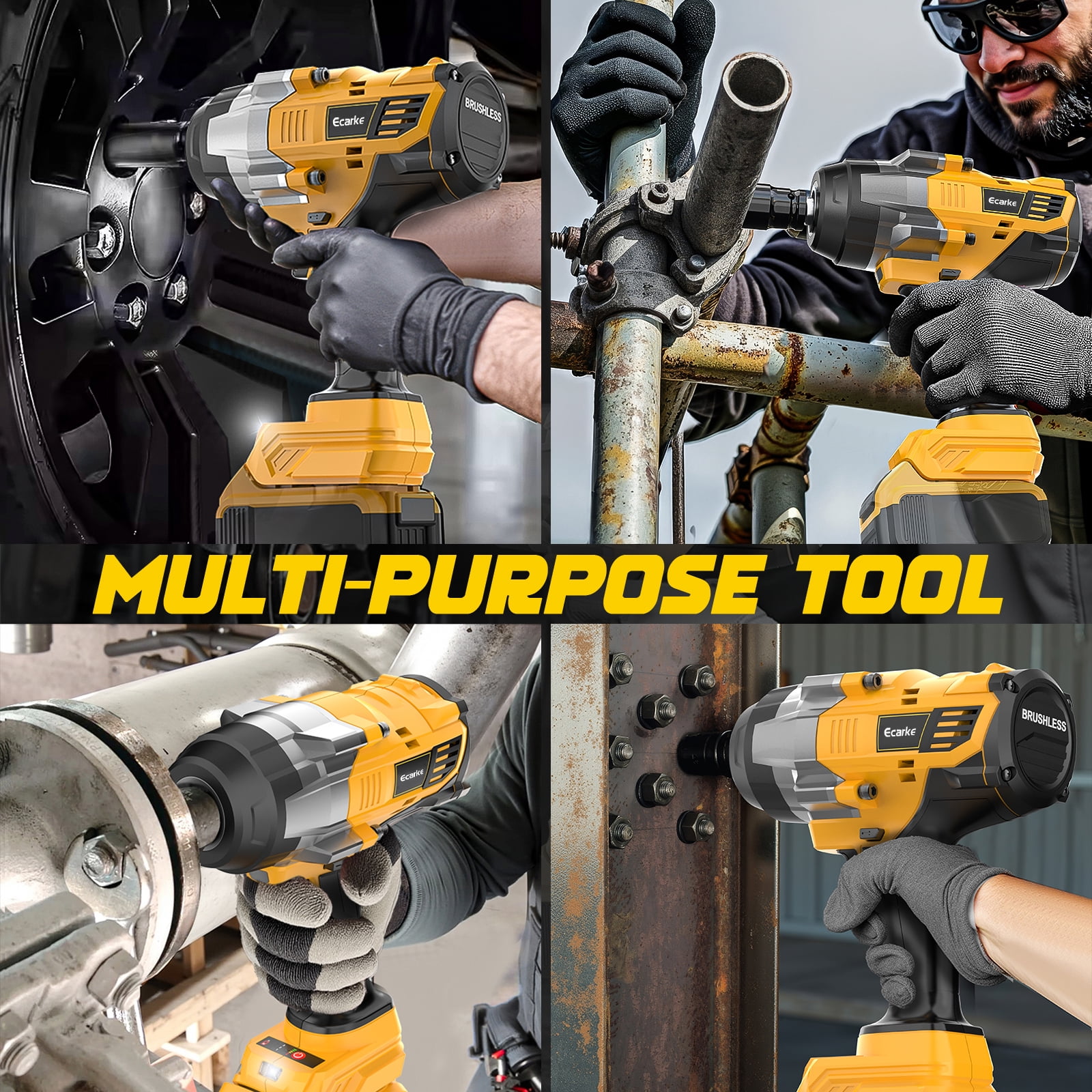 Cordless Impact Wrench 1/2" for DeWalt 20V Battery, 1400 Ft-lbs (2000 Nm) High Torque Impact Driver, Brushless Electric Impact Gun with 4 Modes & LED Light for Car, Truck, Mower（NO BATTERY)