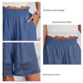 thumbnail image 2 of Pantalones Cortos Casuales Fruncidos, Pantalones Cortos Sueltos Con Dobladillo De Encaje Elegante Cintura Alta Suave Bolsillo Doble Para Trabajo De Oficina ANGGREK Otros, 2 of 6