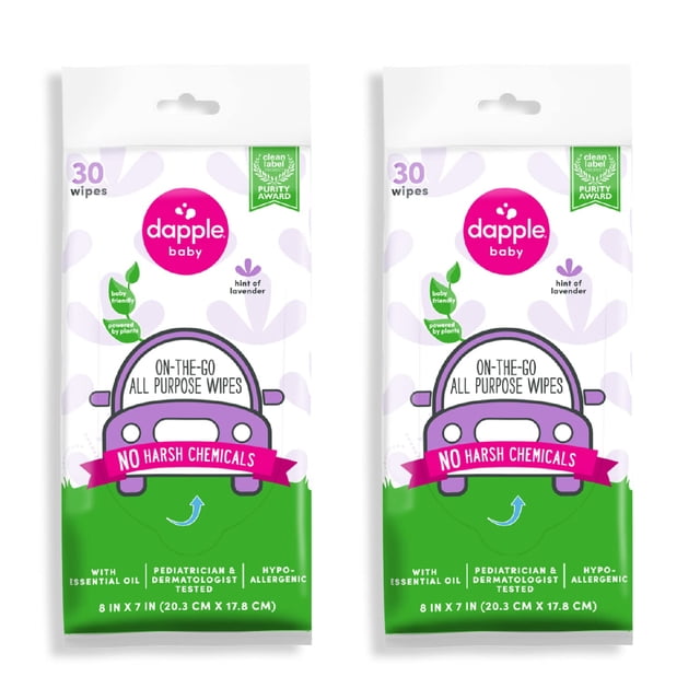 Toallitas multiusos para bebé Dapple, hipoalergénicas, lavanda, 60 unidades