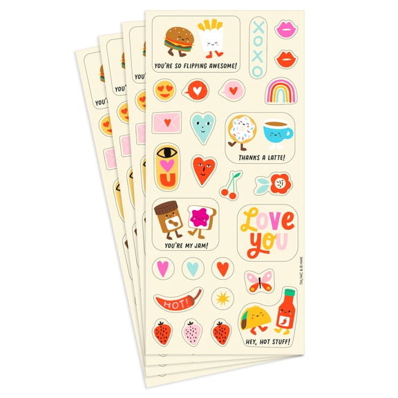 Hallmark Valentine's Day Stickers (Better Together Pairs and Heart Day Icons), 4 Sheets