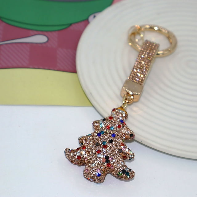 Suncoda Plastic Keychain, Christmas Tree Keychain Cute Personalized Bag Pendant Genned with Diamonds Car Key Chain Colorful Accessories