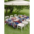 thumbnail image 4 of Outdoor Tablecloth with Umbrella Hole for Patio/Picnic/Party/Camping, Independence Day Gnomes Waterproof Table Cloth Rectangle Table Cover Washable, Red Blue Floral Gray Wood (54"x 80"), 4 of 8