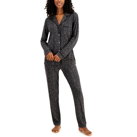 

Alfani Womens Ultra-Soft Printed Pajama Set Grey Snake X-Large