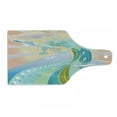thumbnail image 1 of Modern Cutting Board, Cartoon Like Image Waves Birds Foams and Bubbles with Sunset Like Design Art, Decorative Tempered Glass Cutting and Serving Board, Wine Bottle Shape, Multicolor, by Ambesonne, 1 of 1