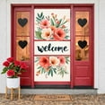 thumbnail image 3 of Floral Theme Welcome Banner Watercolor Design Party Display Pink Orange Green Leaves Event Backdrop for Welcome Party Wedding Reception Family Gathering, 3 of 9