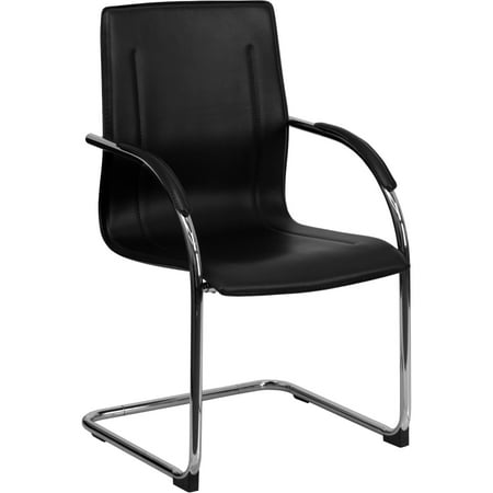 Durable Series Sled Base - Flash Furniture Hercules Series Vinyl Side Reception Waiting Room Chair with Chrome Sled Base, Black