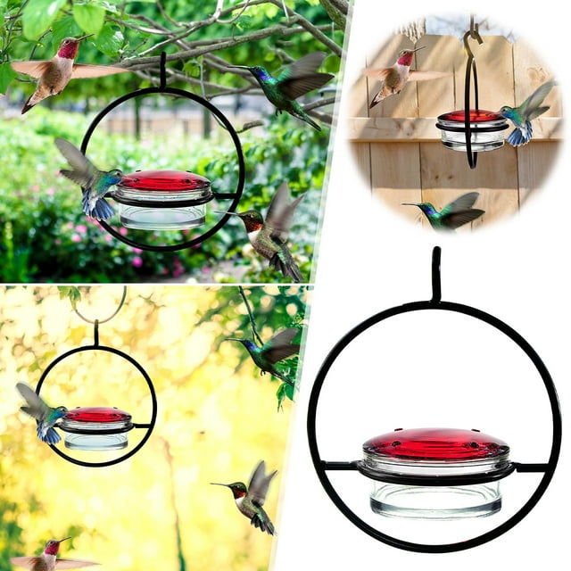 Fiudx Comedero de Metal para Colibríes, Estructura de Hierro Resistente, Fácil de Limpiar y Rellenar, Colores Vibrantes, Decoración de Jardín Al Aire Libre, Perfecto para Amantes de Las Aves y Jardin