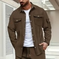 thumbnail image 2 of safuny Mens Shirt Jacket Casual Button Down Shirts Lapel Long Sleeve Lightweight Shacket with Pockets Coffee XXXL, 2 of 5