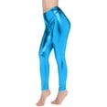 thumbnail image 2 of Womens Shiny Metallic Faux Leather Skinny Leggings, High Waist Stretch Tight Pants for Party Club Blue L, 2 of 6