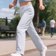 thumbnail image 4 of Cowsor Kids Solid Color Sweatpants Casual Elastic Waist Joggers Pants Comfort Loose Fit Athletic Pants Running Trousers, 4 of 7