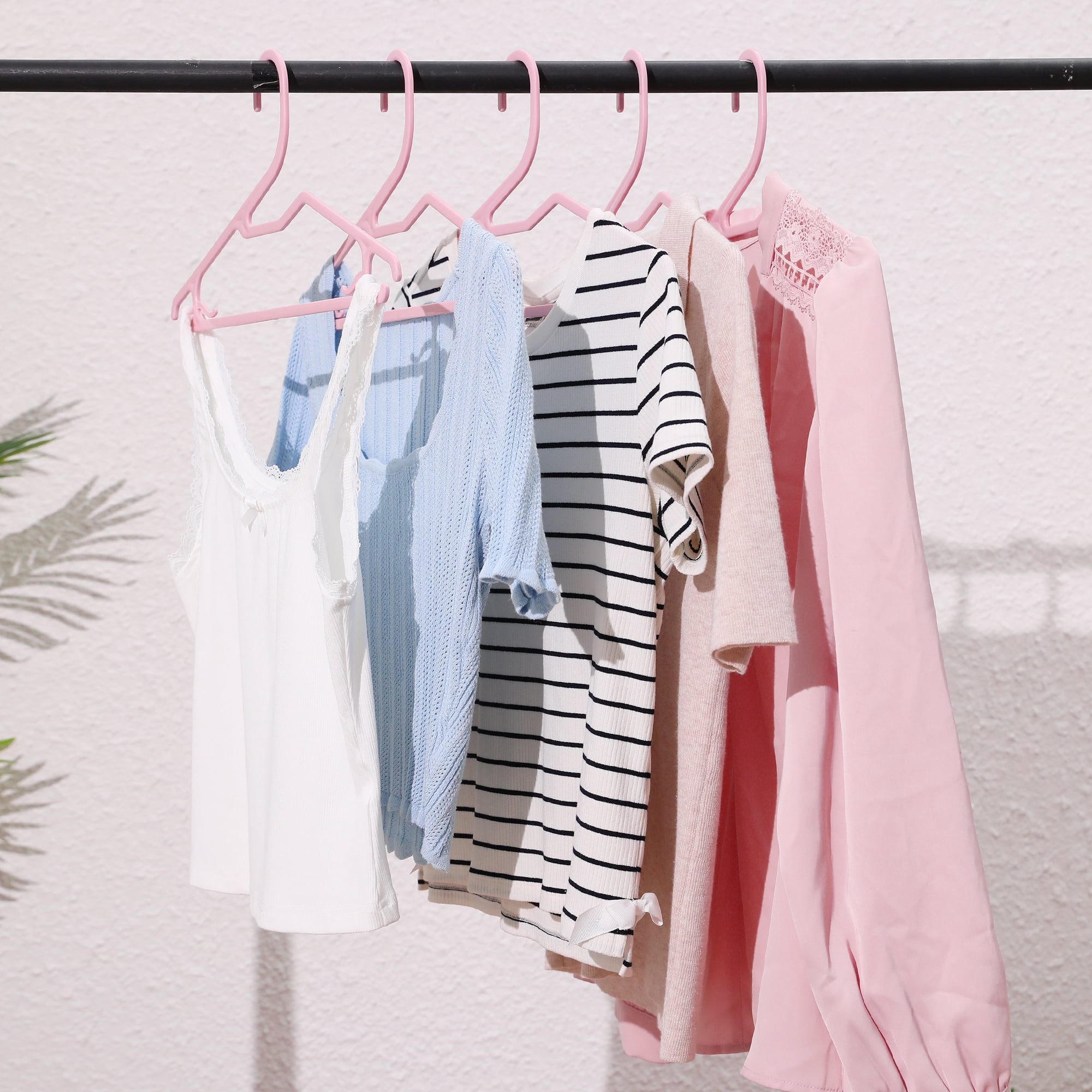 Unique Bargains Plastic Pants Hangers with Non-Slip Hook 20 Packs Pink