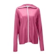 thumbnail image 6 of MIXUE Women Blouses Summer Solid Color Hooded Long Sleeve Zipper Slim Fit Womens Tops Streetwear,Pink,XL, 6 of 9