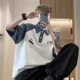 thumbnail image 3 of Conjunto de pantalones lisos para hombre, conjunto de camiseta blanca para entrenamiento, pantalones de dos piezas a la moda, pantalones casuales elásticos 5xl, camiseta básica elegante Kpop, 3 of 4
