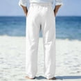 thumbnail image 5 of WULMLEO Mens Linen Cargo Pants Summer Casual Elastic Waist Pants Relaxed Fit Beach Yoga Travel Lounge Trousers with Pockets White 3XL, 5 of 5