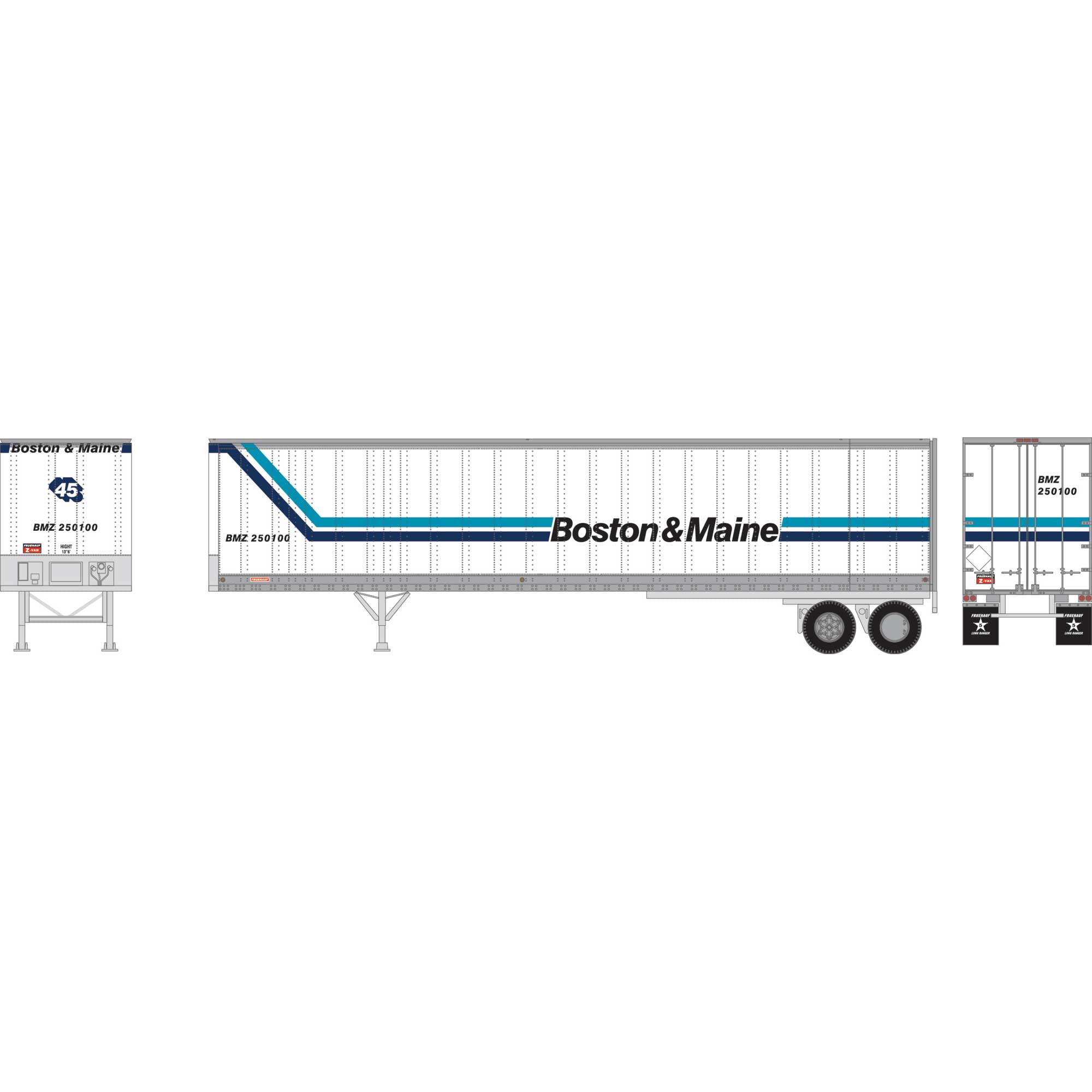 Athearn HO RTR 45' Fruehauf Z-Van Trailer B&M #250100 ATH16106 HO Vehicles  - Walmart.com