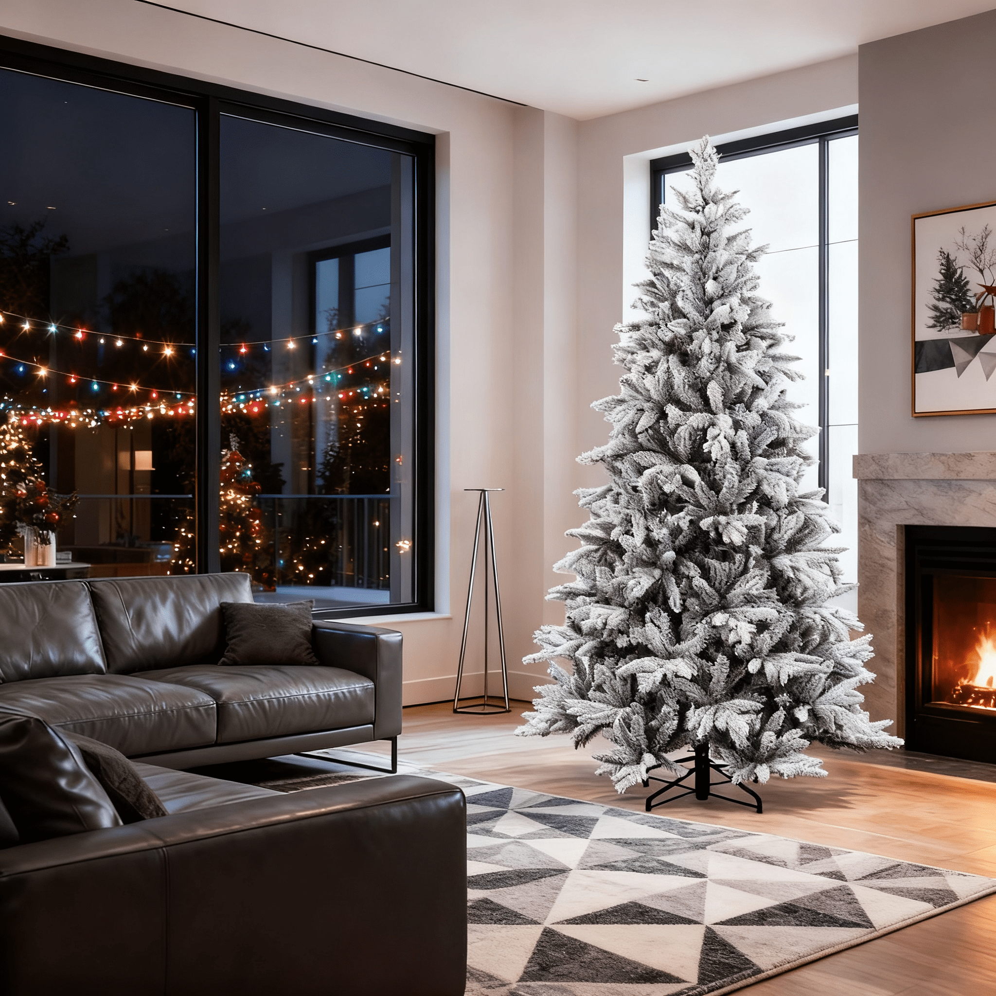 7ft Snow Flocked Full Christmas Tree 1401 Tips Quick Setup Flame Retardant Indoor Holiday Decor