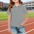 thumbnail image 4 of Grblisyd Uniform Shirts for Girls Short Sleeve Polo Shirts Quick Dry Collared Uniform Golf Shirt Button Casual Tops Back To School 3-12 Years, 4 of 6