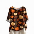thumbnail image 4 of Godom Halloween Shirts for Women Ghost Graphic Button Oversized T Shirt Short Sleeve Tees Tops, 4 of 7