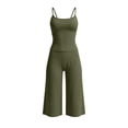 thumbnail image 5 of VBVC Women's 2 Piece Spaghetti Strap Yoga Set , Tank Top and Capri For Women , Ladies' Summer Wide Leg Lounge Outfit, *Army Green , Large, 5 of 10