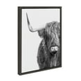 thumbnail image 2 of Kate and Laurel Sylvie Highland Cow Black and White Portrait Dark Gray Framed Canvas by Amy Peterson, 18x24 Gray, Adorable Wall Decor for Living Room, Nursery, 2 of 5