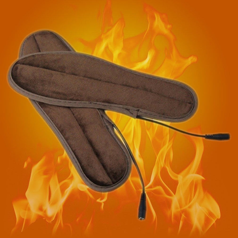1 Pair Super Soft Velvet USB Heating Boot Insoles Electric Heated Foot Warmer by