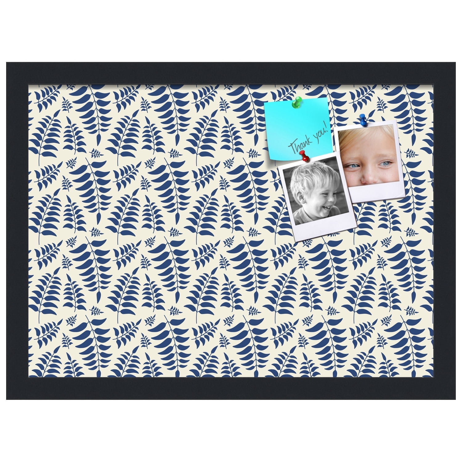 PinPix 18x13 Custom Cork Bulletin Board Fern Navy Poster Board Has a Fabric Style Canvas Finish, Framed in Fern Navy, by ArtToFrames (PinPix-1583)