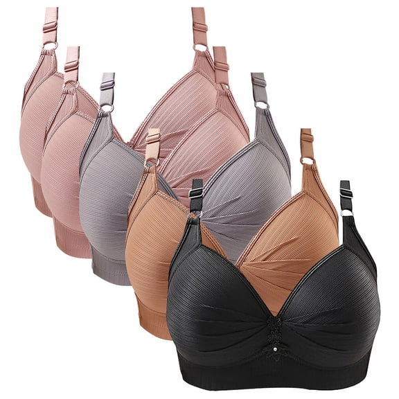 WCJM Women's cotton Brown nylon underwear Thin Laceless Steel Ring Comfortable Breathability Underwear Large Size Brater Buckle Female Bra Deep V Neck Vest Bralette Wireless Seamless Bra