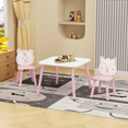 thumbnail image 3 of Baby Furniture, Kids Table and Chair Set, 3-Piece Wooden Toddler Desk with Animal Backrest, Activity Table for Drawing, Learning,Playroom or Nursery(Pink&White), Pink+White Kids Furniture, 3 of 21