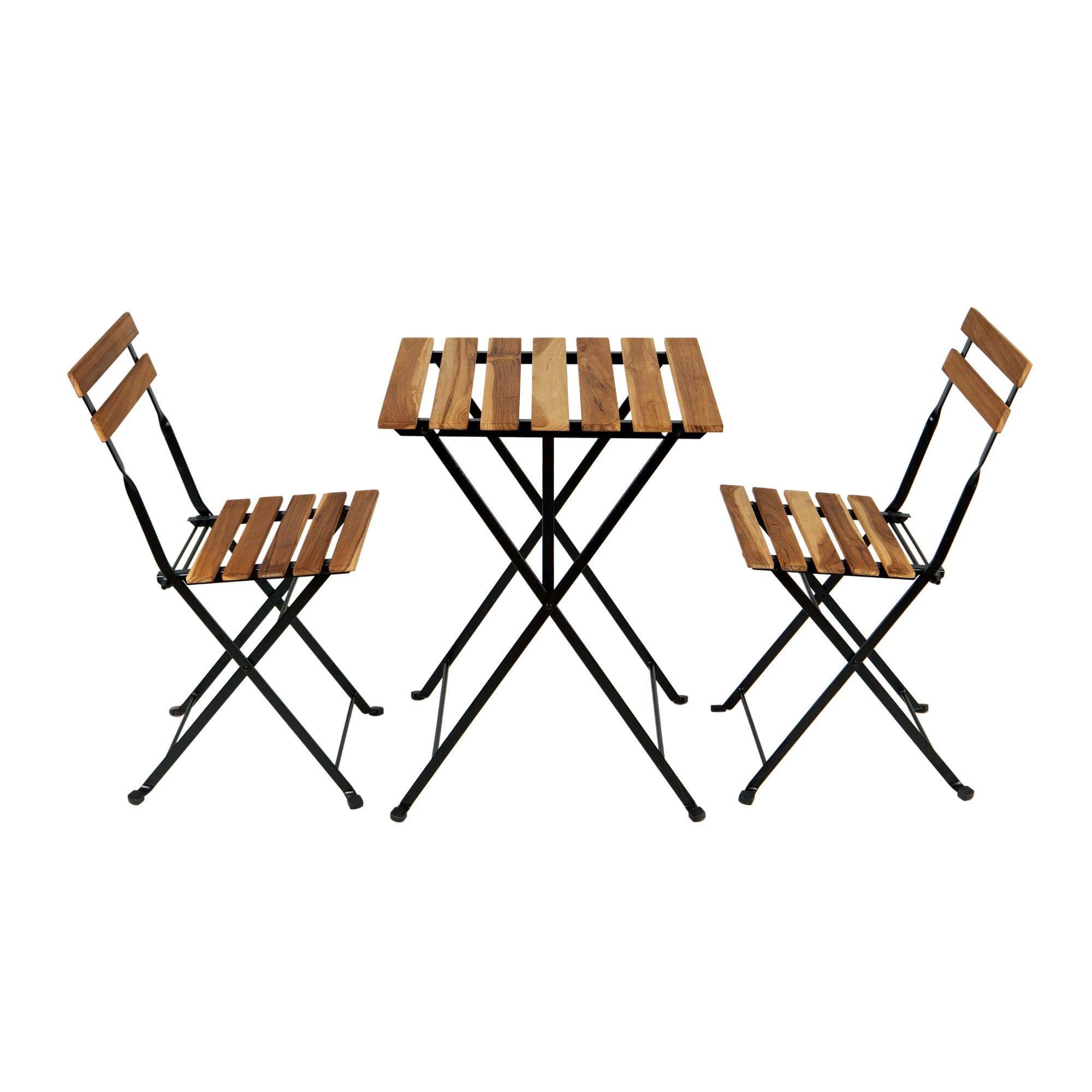 Buy Seizeen 3 Pieces Outdoor Bistro Set, Solid Wood Folding Table and Chairs, Wood Small Patio